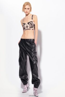 Casual Trousers | Pinko Leather-look cargo trousers LIMO BLACK FTB64L639 Pinko Bags Uk