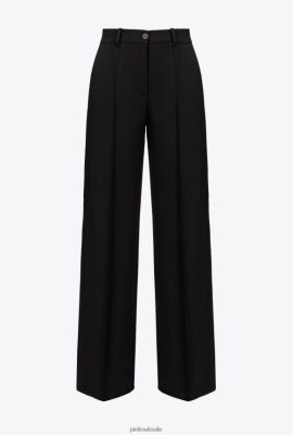 Casual Trousers | Pinko Loose-fitting flowing crepe trousers LIMO BLACK FTB64L788 Pinko Uk