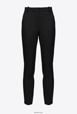 Casual Trousers | Pinko Milano-knit cigarette trousers LIMO BLACK FTB64L680 Pinko Uk