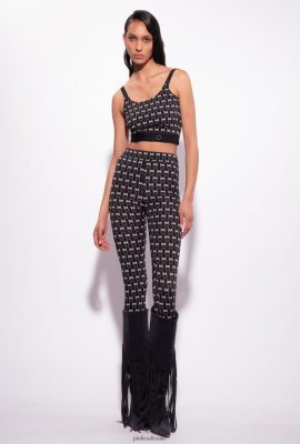 Casual Trousers | Pinko Monogram leggings BLACK/CREAM FTB64L712 Pinko Dress Uk