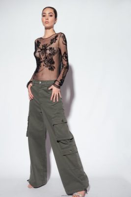 Casual Trousers | Pinko Oversized cargo trousers GREY-GREEN FTB64L638 Pinko Uk