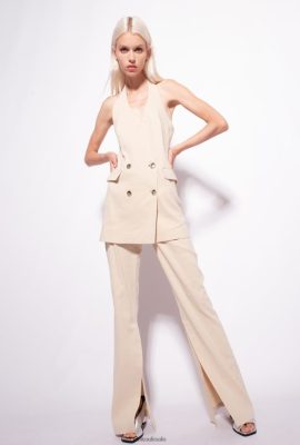 Casual Trousers | Pinko Slit-hem trousers FROSTED ALMOND BEIGE FTB64L729 Pinko Bags Uk