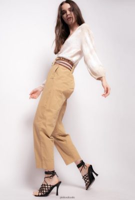 Casual Trousers | Pinko Trousers with striped belt YELLOW/BROWN FTB64L775 Pinko Dress Uk
