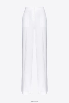 Casual Trousers | Pinko Wide-leg stretch trousers CLOUD WHITE FTB64L670 Pinko Dress Uk