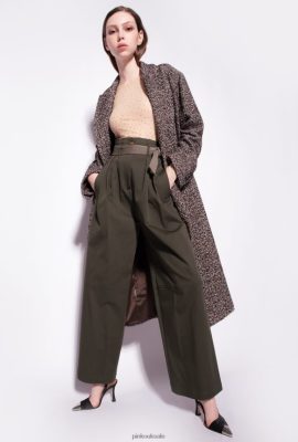 Casual Trousers | Pinko Wide-leg trousers with belt ARMY GREEN FTB64L784 Pinko Dress Uk