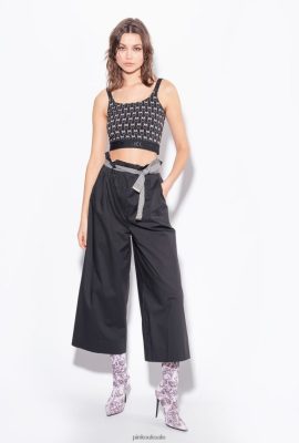 Casual Trousers | Pinko Wide-leg trousers with belt LIMO BLACK FTB64L766 Pinko Dress Uk