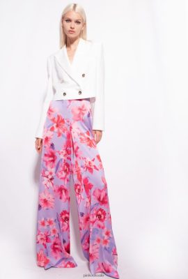 Casual Trousers | Pinko Wide-leg trousers with floral print LILAC/LIGHT PINK/FUCHSIA FTB64L650 Pinko Uk