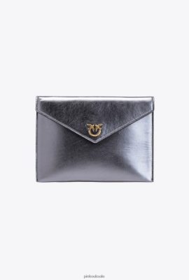 Clutch Bags | Pinko Laminated flat bag SILVER-ANTIQUE GOLD FTB64L1202 Pinko Uk