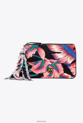 Clutch Bags | Pinko Recycled canvas Flat Bag with print MULTI. BLACK/RED FTB64L1277 Pinko Uk
