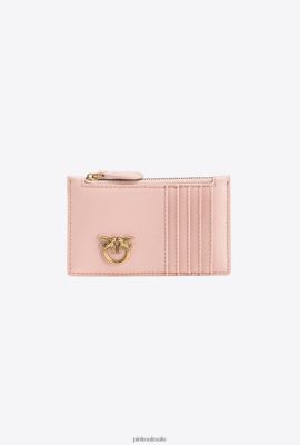 Clutch Bags | Pinko Zipped card holder DUSTY PINK-ANTIQUE GOLD FTB64L1181 Pinko Uk