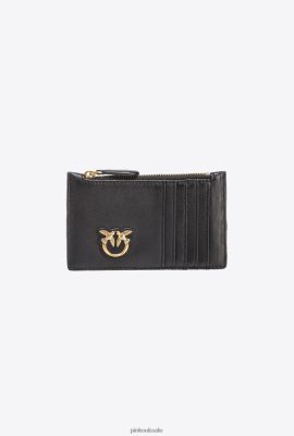 Clutch Bags | Pinko Zipped chevron-patterned card holder BLACK-ANTIQUE GOLD FTB64L1162 Pinko Dress Uk