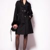 Coats | Pinko Jacquard trench coat with logo pattern LIMO BLACK FTB64L838 Pinko Dress Uk