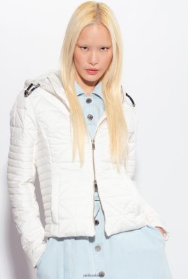 Coats | Pinko Light down jacket with logo patch SILK WHITE FTB64L844 Pinko Dress Uk
