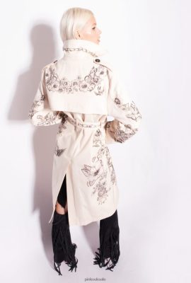 Coats | Pinko Tattoo-print trench coat BUTTER/BLACK FTB64L830 Pinko Uk