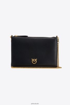 Crossbody Bags | Pinko Flat LoveBag Simply BLACK-ANTIQUE GOLD FTB64L1189 Pinko Dress Uk