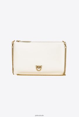 Crossbody Bags | Pinko Flat LoveBag Simply WHITE-ANTIQUE GOLD FTB64L1190 Pinko Uk