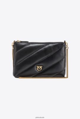 Crossbody Bags | Pinko Quilted nappa leather Flat Bag BLACK-ANTIQUE GOLD FTB64L1193 Pinko Uk