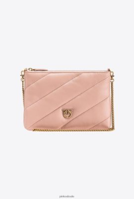 Crossbody Bags | Pinko Quilted nappa leather Flat Bag DUSTY PINK-ANTIQUE GOLD FTB64L1194 Pinko Bags Uk