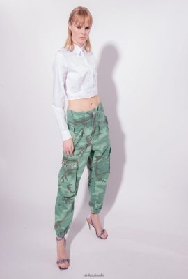 Jeans | Pinko Camouflage cargo trousers with rhinestones MULTICOLOUR: GREEN/BROWN FTB64L647 Pinko Uk