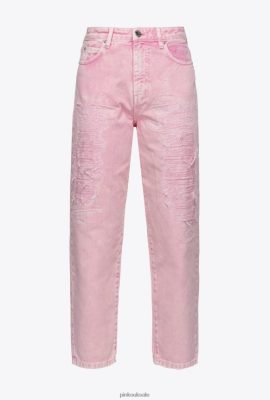 Jeans | Pinko Distressed mom-fit trousers PALE PINK FTB64L874 Pinko Dress Uk