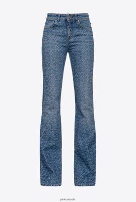 Jeans | Pinko Flared denim jeans with logo WHITE/DARK BLUE FTB64L870 Pinko Bags Uk