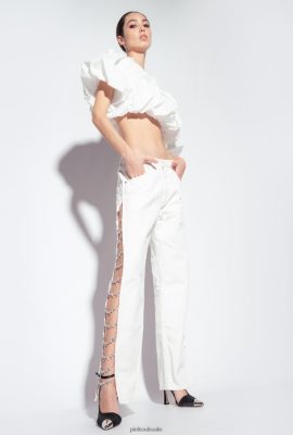 Jeans | Pinko Galleria rhinestone-chain trousers OFF-WHITE FTB64L887 Pinko Uk