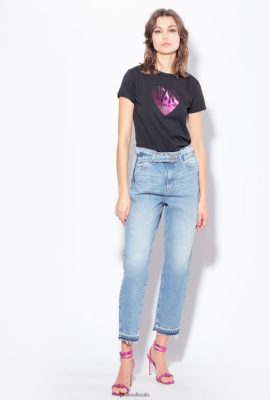 Jeans | Pinko Mom-fit vintage jeans with belt LIGHT VINTAGE WASH FTB64L864 Pinko Bags Uk
