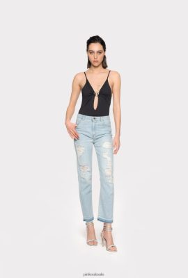 Jeans | Pinko Slim denim jeans with rip and tear detail LIGHT BLEACH WASH FTB64L893 Pinko Uk