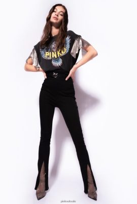 Jeans | Pinko Slim-fit jeggings with slit at the hem LIMO BLACK FTB64L722 Pinko Uk