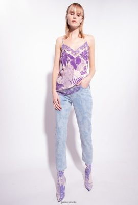 Jeans | Pinko Slim-fit marble-effect jeans with rhinestones WHITE/LIGHT BLUE FTB64L872 Pinko Uk