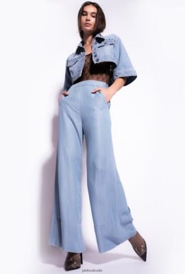 Jeans | Pinko Wide-leg denim and lyocell jeans LIGHT BLEACH WASH FTB64L730 Pinko Dress Uk