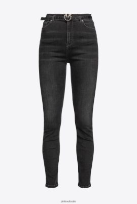 Jeans | Pinko stretch skinny jeans with belt LIMO BLACK FTB64L885 Pinko Bags Uk