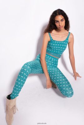 Jogging Wear and Leggings | Pinko Monogram leggings AQUAMARINE/GREEN FTB64L713 Pinko Uk