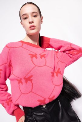 Jumpers | Pinko Monogram jacquard pullover FUCHSIA/RED FTB64L519 Pinko Bags Uk