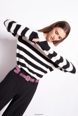 Jumpers | Pinko Pullover with heart inlay MULT. WHITE/BLACK/RED FTB64L503 Pinko Uk