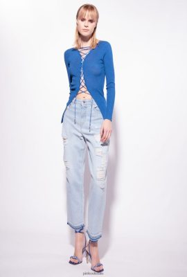 Jumpers | Pinko Sweater with criss-cross lacing IMPERIAL BLUE FTB64L510 Pinko Bags Uk