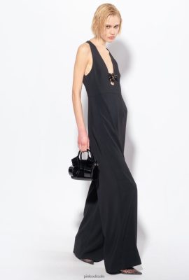 Jumpsuits and Dungarees | Pinko Jumpsuit with flower brooch LIMO BLACK FTB64L108 Pinko Bags Uk