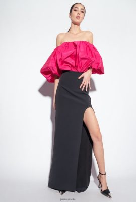 Long Dresses | Pinko Galleria taffeta dress BLACK/FUCHSIA FTB64L212 Pinko Uk