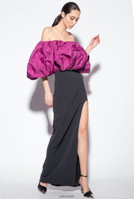 Long Dresses | Pinko Galleria taffeta dress BLACK/PURPLE FTB64L213 Pinko Bags Uk