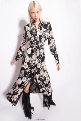 Long Dresses | Pinko Graphic floral shirt dress BLACK/BUTTER FTB64L53 Pinko Uk