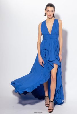 Long Dresses | Pinko Long dress with frills BLUE FTB64L185 Pinko Uk