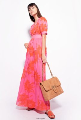 Long Dresses | Pinko Long dress with large printed flowers PINK/RED FTB64L63 Pinko Bags Uk
