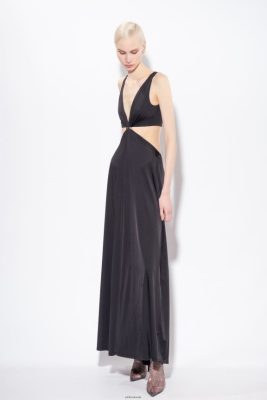 Long Dresses | Pinko Long dress with metal detail LIMO BLACK FTB64L35 Pinko Uk