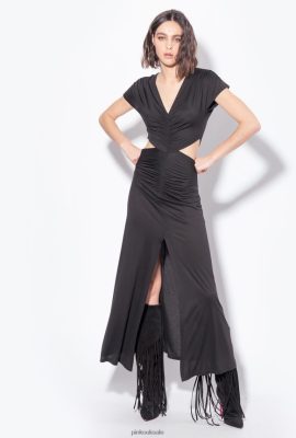 Long Dresses | Pinko Long dress with open sides LIMO BLACK FTB64L9 Pinko Bags Uk