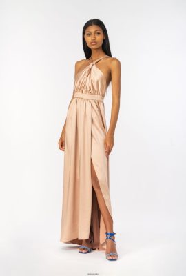 Long Dresses | Pinko Long satin dress with slit CAMEO PINK FTB64L50 Pinko Uk