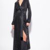 Long Dresses | Pinko Sequinned wraparound dress LIMO BLACK FTB64L197 Pinko Uk