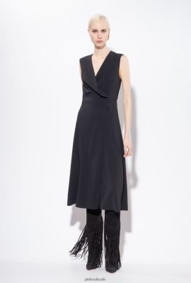 Long Dresses | Pinko Stretch crepe midi dress LIMO BLACK FTB64L70 Pinko Dress Uk