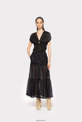 Long Skirts | Pinko Long muslin skirt LIMO BLACK FTB64L917 Pinko Uk