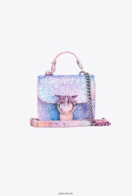 Microlove Bags | Pinko Galleria glitter Micro Love Bag Bell MULTICOLOUR PINK-OLD SILVER FTB64L1232 Pinko Uk