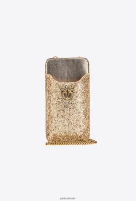 Microlove Bags | Pinko Glittery smartphone holder ANTIQUE GOLD FTB64L1244 Pinko Uk